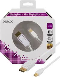 DELTACO DisplayPort till Mini DisplayPort kabel, 20-p ha - ha, 2m, vit